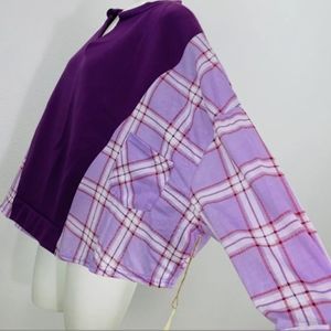 Deep Purple Plaid Cropped Sweater, NWOT, Size S